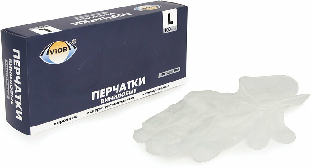 Перчатки Виниловые L 100шт/упак 10упак/кор